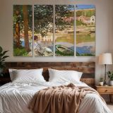 On the Bank of the Seine Bennecourt canvas wall art in room setting 7