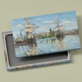 Ships Riding on the Seine at Rouen canvas front and rear frame view