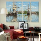 Ships Riding on the Seine at Rouen canvas wall art in room setting 4