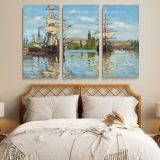 Ships Riding on the Seine at Rouen canvas wall art in room setting 6