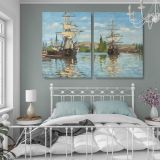 Ships Riding on the Seine at Rouen canvas wall art in room setting 7
