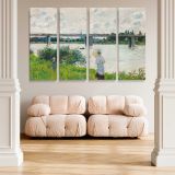 The Promenade with the Railroad Bridge Argenteuil canvas wall art in room setting 4