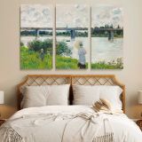 The Promenade with the Railroad Bridge Argenteuil canvas wall art in room setting 6