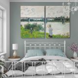 The Promenade with the Railroad Bridge Argenteuil canvas wall art in room setting 7