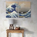 The Great Wave off Kanagawa canvas wall art in room setting 5