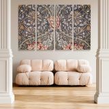 Honeysuckle Printed Linen Pattern canvas wall art in room setting 4