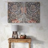 Honeysuckle Printed Linen Pattern canvas wall art in room setting 5