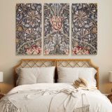 Honeysuckle Printed Linen Pattern canvas wall art in room setting 6