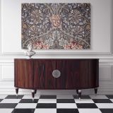Honeysuckle Printed Linen Pattern canvas wall art in room setting 7