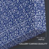 Eyebright Blue Botanical Pattern canvas texture and wrapped edge closeup