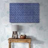 Eyebright Blue Botanical Pattern canvas wall art in room setting 6