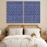 Eyebright Blue Botanical Pattern canvas wall art in room setting 7