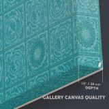 Diaper Turquoise Pattern canvas texture and wrapped edge closeup