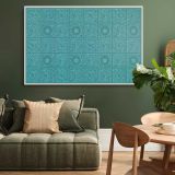 Diaper Turquoise Pattern canvas wall art in room setting 4
