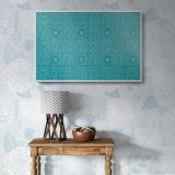 Diaper Turquoise Pattern canvas wall art in room setting 6