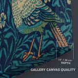 Birds and Foliage Pattern canvas texture and wrapped edge closeup