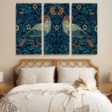 Birds and Foliage Pattern canvas wall art in room setting 5