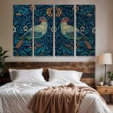 Birds and Foliage Pattern canvas wall art in room setting 6