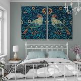 Birds and Foliage Pattern canvas wall art in room setting 7