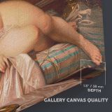 Sleeping Beauty Reclining Nude canvas texture and wrapped edge closeup