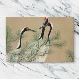 Cranes from Momoyogusa canvas artwork displayed on a marble background