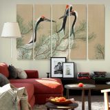 Cranes from Momoyogusa canvas wall art in room setting 5