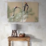 Cranes from Momoyogusa canvas wall art in room setting 6