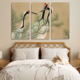 Cranes from Momoyogusa canvas wall art in room setting 7