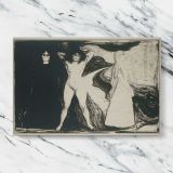 The Woman Sphinx canvas artwork displayed on a marble background