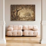 Sunset from the Forest of Fontainebleau canvas wall art in room setting 4