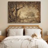 Sunset from the Forest of Fontainebleau canvas wall art in room setting 7