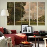 Salisbury Cathedral from Lower Marsh Close canvas wall art in room setting 4