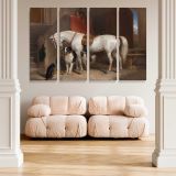 White Horse and Dogs in a Stable canvas wall art in room setting 5