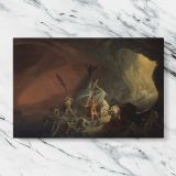 Aeneas and the Sibyl canvas artwork displayed on a marble background