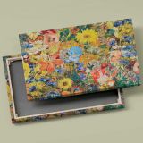 Colourful Vintage Flower Collage canvas front and rear frame view