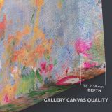 Pastel Floral Garden Inspired by Odilon Redon canvas texture and wrapped edge closeup