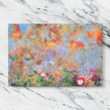 Pastel Floral Garden Inspired by Odilon Redon canvas artwork displayed on a marble background