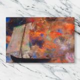 Flower Clouds canvas artwork displayed on a marble background