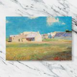 Breton Village canvas artwork displayed on a marble background