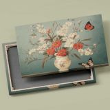 Butterflies and Flowers in a Cream Vase canvas front and rear frame view