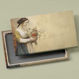 Woman Holding a Flower Bouquet canvas front and rear frame view