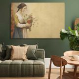Woman Holding a Flower Bouquet canvas wall art in room setting 4