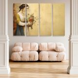 Woman Holding a Flower Bouquet canvas wall art in room setting 5