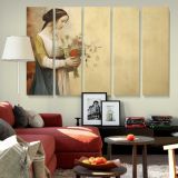 Woman Holding a Flower Bouquet canvas wall art in room setting 6