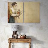 Woman Holding a Flower Bouquet canvas wall art in room setting 7
