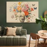 Butterflies and a Colourful Flower Bouquet canvas wall art in room setting 4