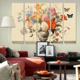 Butterflies and a Colourful Flower Bouquet canvas wall art in room setting 5