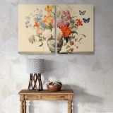 Butterflies and a Colourful Flower Bouquet canvas wall art in room setting 6