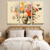 Butterflies and a Colourful Flower Bouquet canvas wall art in room setting 7