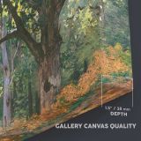 The Bodmer Oak Fontainebleau Forest canvas texture and wrapped edge closeup